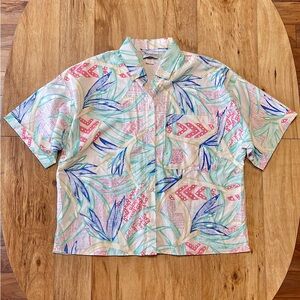 Vintage Tropical Print Short Sleeve Shirt
